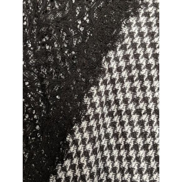 Michael Kors Houndstooth Lace S/S Top Tee Black White L - Picture 2 of 8